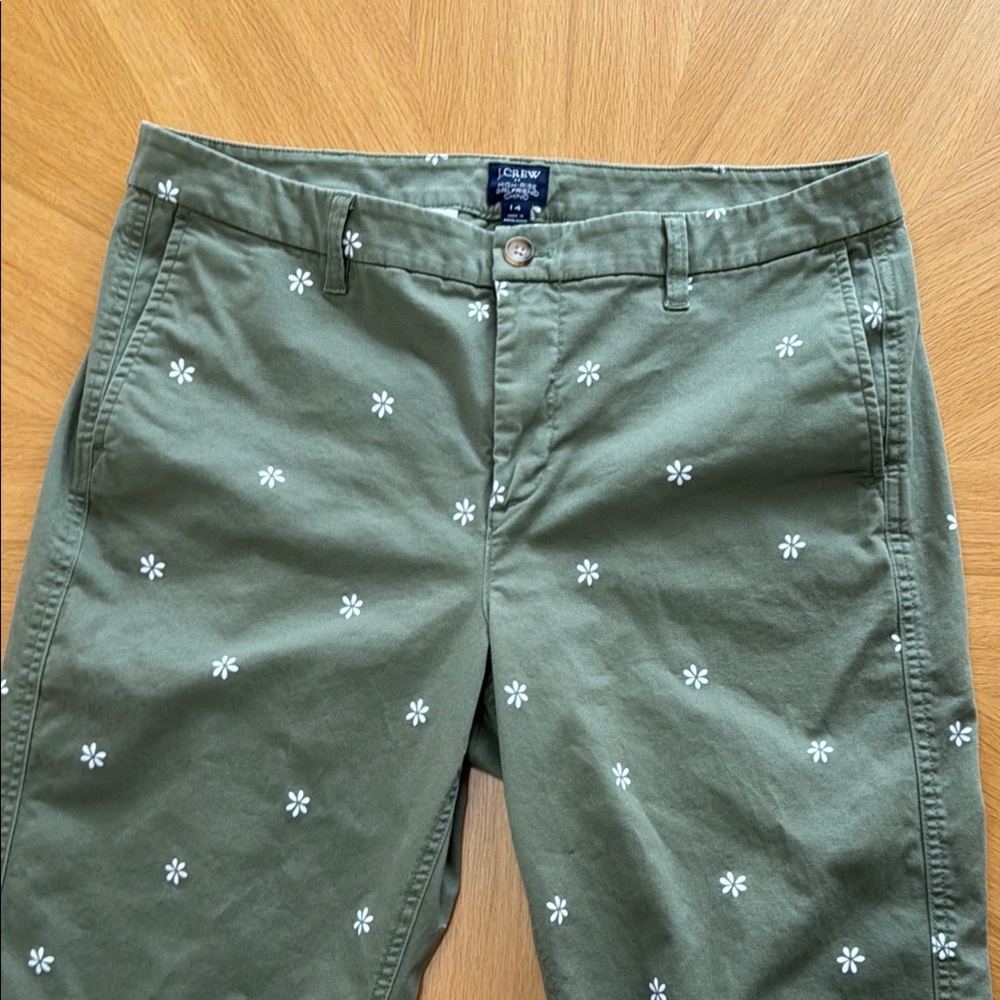 J.Crew Green High Rise Girlfriend Chino Pants Sz 14